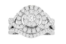 1.25CT DIAMOND 14KT WHITE GOLD ROUND CLUSTER DOUBLE HALO INFINITY PROMISE RING