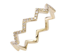 ESTATE .10CT DIAMOND 14K YELLOW GOLD 3D CLASSIC ROUND ZIG ZAG STACKABLE FUN RING