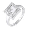 ESTATE .10CT DIAMOND 14KT WHITE GOLD 3D ROUND SQUARE 3 STONE FLOATING LOVE RING
