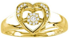ESTATE .1CT DIAMOND 14KT WHITE GOLD ROUND HEART SHAPE CLUSTER FLOATING LOVE RING