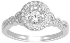 .50CT DIAMOND 14KT WHITE GOLD 3D ROUND TWISTED SWIRL INFINITY FLOATING LORING