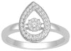 ESTATE .18CT DIAMOND 14KT WHITE GOLD ROUND PEAR SHAPE CLUSTER FLOATING LOVE RING