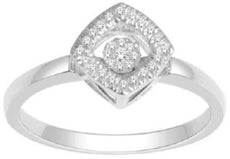 ESTATE .1CT DIAMOND 14KT WHITE GOLD CLASSIC SQUARE ROUND CLUSTER FLOATING RING