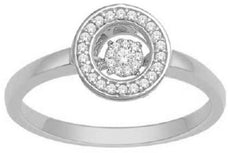 ESTATE .12CT DIAMOND 14KT WHITE GOLD ROUND 3D CLASSIC CIRCULAR FLOATING FUN RING