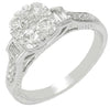 1.12CT DIAMOND 14KT WHITE GOLD ROUND & BAGUETTE FLOWER FRIENDSHIP PROMISE RING