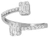 .58CT DIAMOND 18KT WHITE GOLD ROUND & BAGUETTE CRISS CROSS INVISIBLE BYPASS RING