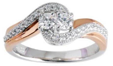 ESTATE .50CT DIAMOND 14KT 2 TONE GOLD 2 STONE INFINITY WEDDING ANNIVERSARY RING