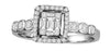 .45CT DIAMOND 18KT WHITE GOLD 3D ROUND & BAGUETTE BEZEL SQAURE HALO PROMISE RING
