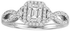 .50CT DIAMOND 18KT WHITE GOLD ROUND & BAGUETTE INFINITY CLUSTER ENGAGEMENT RING