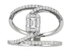 .60CT DIAMOND 18K WHITE GOLD ROUND & BAGUETTE INVISIBLE INTERTWINING FLOWER RING