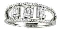.50CT DIAMOND 18KT WHITE GOLD 3D ROUND & BAGUETTE INVISIBLE SEMI ETERNITY RING