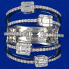 1.30CT DIAMOND 18KT WHITE GOLD MULTI ROW INVISIBLE CLUSTER ROUND & BAGUETTE RING