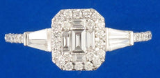 .68CT DIAMOND 18KT WHITE GOLD 3D ROUND & BAGUETTE SEMI ETERNITY ENGAGEMENT RING