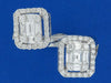 1.00CT DIAMOND 18K WHITE GOLD HALO ROUND & BAGUETTE SQUARE CRISS CROSS LOVE RING