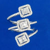 1.30CT DIAMOND 18K WHITE GOLD MULTI ROW ROUND & BAGUETTE HALO INVISIBLE FUN RING