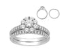 1.00CT DIAMOND 14KT WHITE GOLD 3D ROUND FLOWER SEMI ETERNITY ENGAGEMENT RING SET