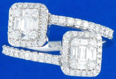 .65CT DIAMOND 18KT WHITE GOLD ROUND & BAGUETTE 3D SEMI ETERNITY CRISS CROSS RING