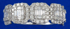 LARGE 1.25CT DIAMOND 18KT WHITE GOLD ROUND & BAGUETTE CLUSTER ANNIVERSARY RING