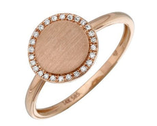 ESTATE .07CT DIAMOND 14KT ROSE GOLD 3D ROUND CIRCULAR MATTE & SHINY FUN RING