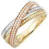 .29CT DIAMOND 14KT TRI COLOR GOLD 3D CRISS CROSS MULTI ROW INTERTWINNED FUN RING