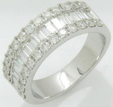 WIDE 1.65CT DIAMOND 18KT WHITE GOLD ROUND & BAGUETTE INVISIBLE ANNIVERSARY RING