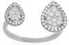 .42CT DIAMOND 14KT WHITE GOLD ROUND DOUBLE PEAR SHAPE HALO TENSION FUN LOVE RING