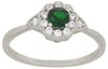 .44CT DIAMOND & AAA TSAVORITE 14KT WHITE GOLD 3D FLOWER TRIANGULAR PROMISE RING