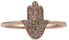ESTATE .12CT DIAMOND 14KT ROSE GOLD 3D ROUND CHAMSA HAMSA LUCKY HAND FUN RING