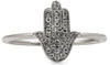 ESTATE .12CT DIAMOND 14KT WHITE GOLD 3D ROUND CHAMSA HAMSA LUCKY HAND FUN RING