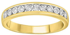 .10CT DIAMOND 14KT YELLOW GOLD 3D ROUND SEMI ETERNITY CHANNEL ANNIVERSARY RING