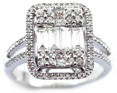 LARGE 1.08CT DIAMOND 18KT WHITE GOLD ROUND & BAGUETTE INVISIBLE ANNIVERSARY RING