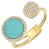 1.04CT DIAMOND & AAA TURQUOISE 14KT YELLOW GOLD DOUBLE CIRCULAR FUN TENSION RING
