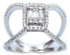.55CT DIAMOND 18KT WHITE GOLD 3D ROUND & BAGUETTE CLUSTER SQUARE INVISIBLE RING
