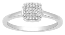 ESTATE .10CT DIAMOND 14KT WHITE GOLD 3D CLASSIC PAVE SQUARE FUN RING