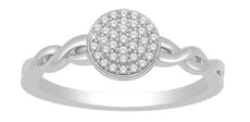 ESTATE .10CT DIAMOND 14KT WHITE GOLD 3D ROUND CLASSIC CLUSTER INFINITY LOVE RING