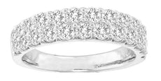 ESTATE WIDE 1.50CT DIAMOND 14KT WHITE GOLD 3D 2 ROW SHARE PRONG ANNIVERSARY RING