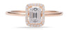 ESTATE .20CT DIAMOND 14KT ROSE GOLD ROUND & BAGUETTE CLUSTER HALO PROMISE RING