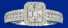 ESTATE .80CT DIAMOND 18KT WHITE GOLD 3D CLUSTER INVISIBLE HALO ANNIVERSARY RING