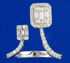 .75CT DIAMOND 18KT WHITE GOLD 3D ROUND & BAGUETTE CLUSTER INVISIBLE SNAKE RING