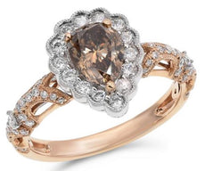 1.78CT WHITE & MOCHA DIAMOND 18K WHITE & ROSE GOLD 3D PEAR SHAPE ENGAGEMENT RING
