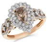 1.72CT WHITE & MOCHA DIAMOND 18KT TWO TONE GOLD 3D PEAR SHAPE ENGAGEMENT RING