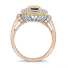 1.97CT WHITE & FANCY YELLOW DIAMOND 18KT TRI COLOR GOLD 3D HALO ENGAGEMENT RING