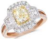 2.66CT WHITE & FANCY YELLOW DIAMOND 18KT TRI COLOR GOLD PRINCESS ENGAGEMENT RING
