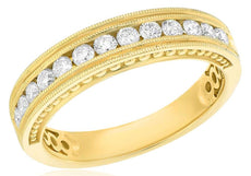 .46CT DIAMOND 18KT YELLOW GOLD 3D ROUND CHANNEL SEMI ETERNITY ANNIVERSARY RING
