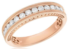 .47CT DIAMOND 18KT ROSE GOLD 3D ROUND CHANNEL SEMI ETERNITY ANNIVERSARY RING