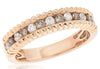 .51CT WHITE & MOCHA DIAMOND 18KT ROSE GOLD BEADED SEMI ETERNITY ANNIVERSARY RING