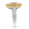 3.02CT WHITE & FANCY YELLOW DIAMOND 18KT 2 TONE GOLD HALO SQUARE ENGAGEMENT RING