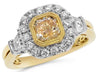 2.04CT WHITE & FANCY YELLOW DIAMOND 18KT TWO TONE GOLD 3D HALO ENGAGEMENT RING