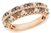 .81CT WHITE & CHOCOLATE FANCY DIAMOND 18KT ROSE GOLD 3D TWO ROW ANNIVERSARY RING