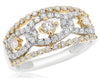 ESTATE WIDE 1.0CT DIAMOND 18KT YELLOW GOLD 3D OVAL LOVE KNOT ANNIVERSARY RING